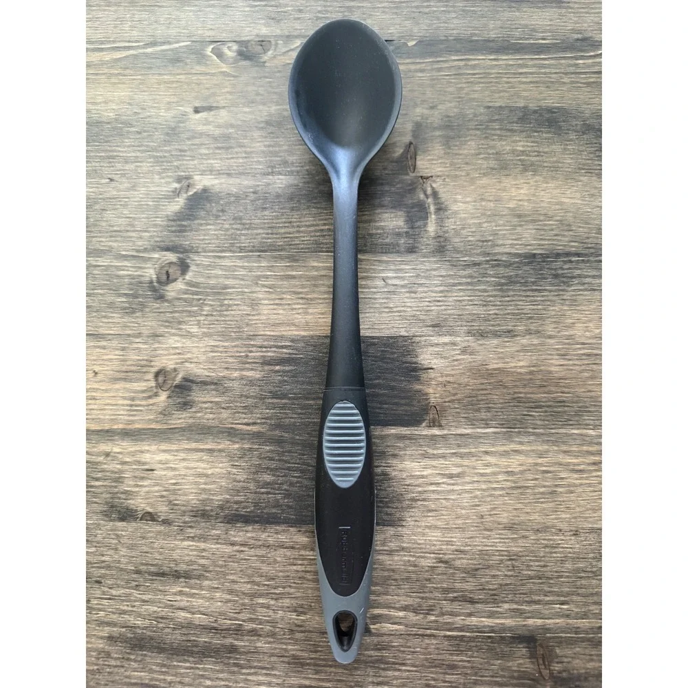 Rubbermaid Nylon Mixing Spoon 13in Black Gray Excellent Heat Resistant